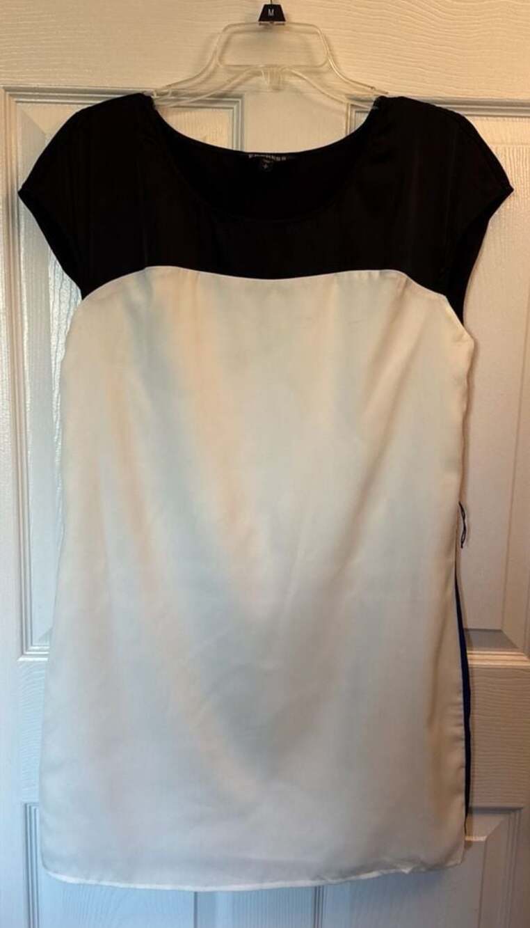 Express Colorblock Cap Sleeve Tunic Dress Black White Blue Size S
